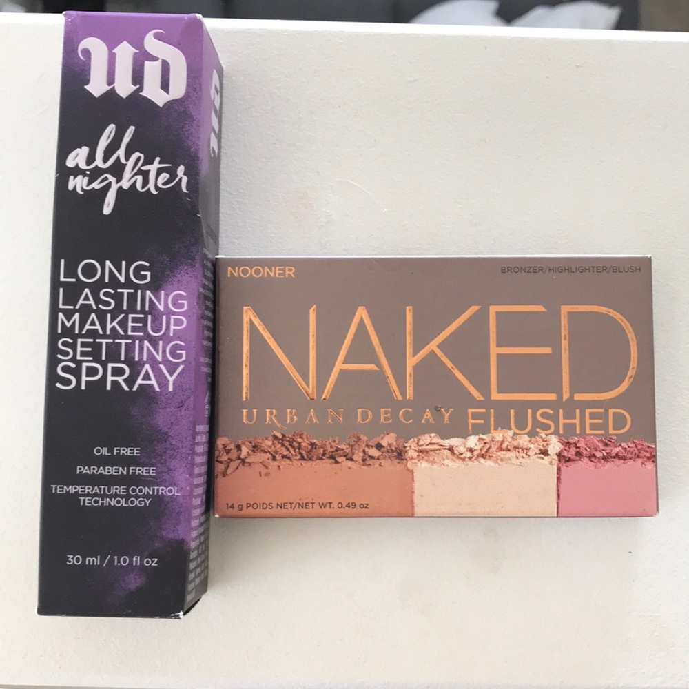 Naked flushed palette and travel setting spray